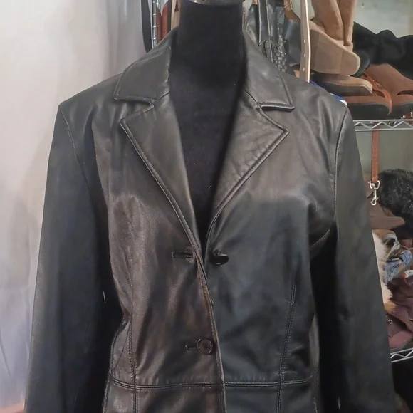 Colebrook Women's Black Leather Coat Size Small - Picture 2 of 9